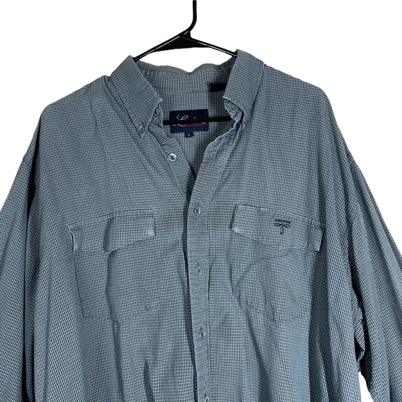 Lucchese Blue and White Plaid button up sz Large - Picture 3 of 12